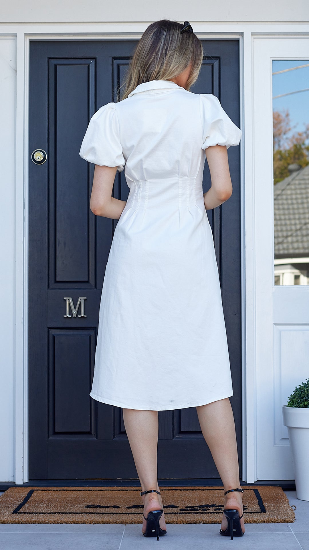 Harper Denim Dress -White