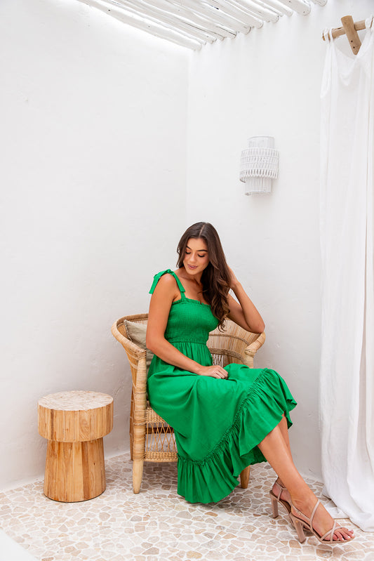 Simone Midi Dress-Green
