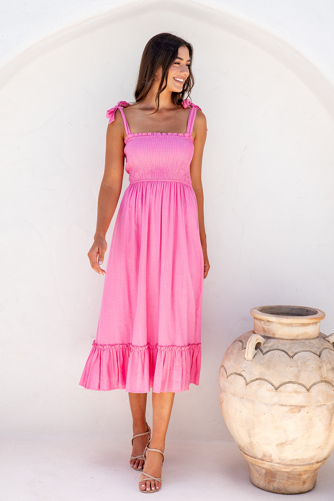 Simone Midi Dress-Pink