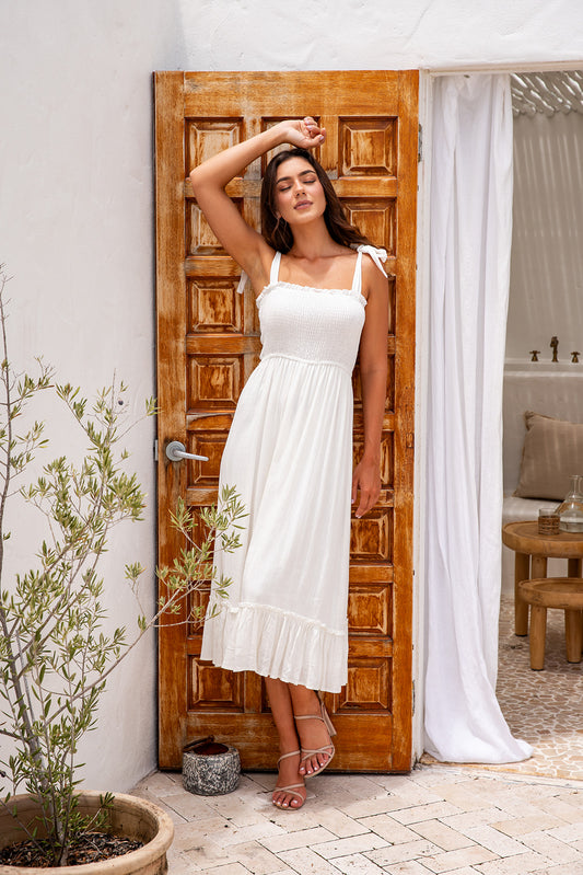 Simone Midi Dress-White