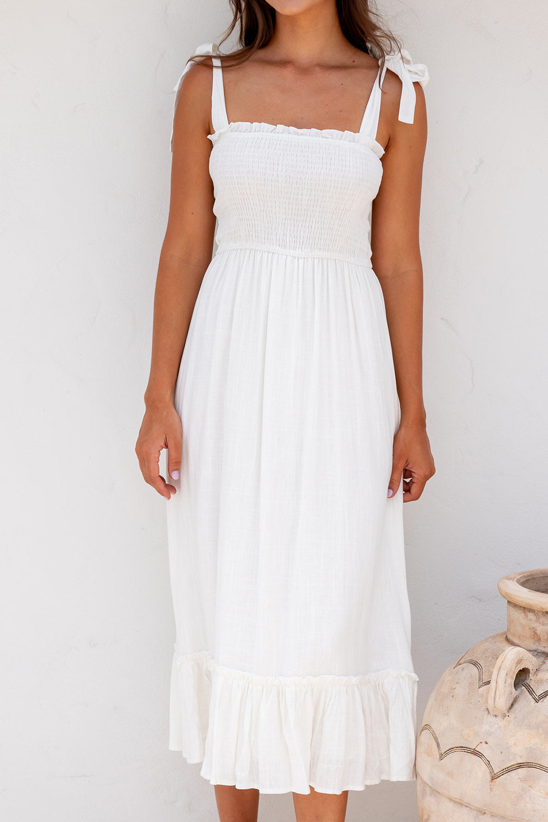 Simone Midi Dress-White