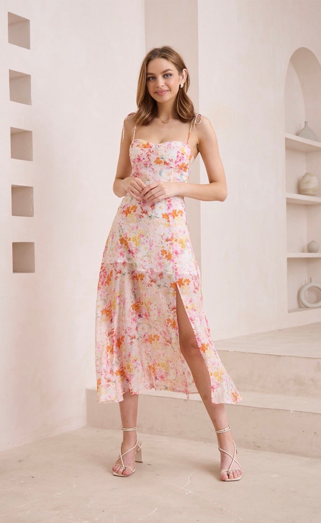 The Ditzy Midi Dress-Pink Floral