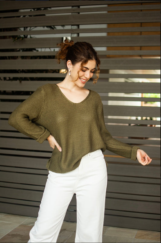 Lola Knit Top - DARK OLIVE