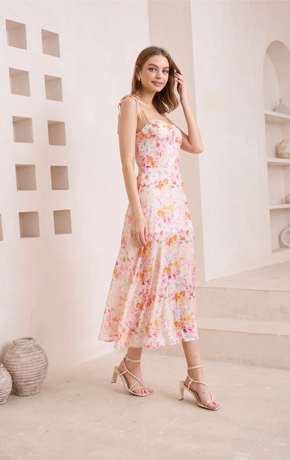 The Ditzy Midi Dress-Pink Floral