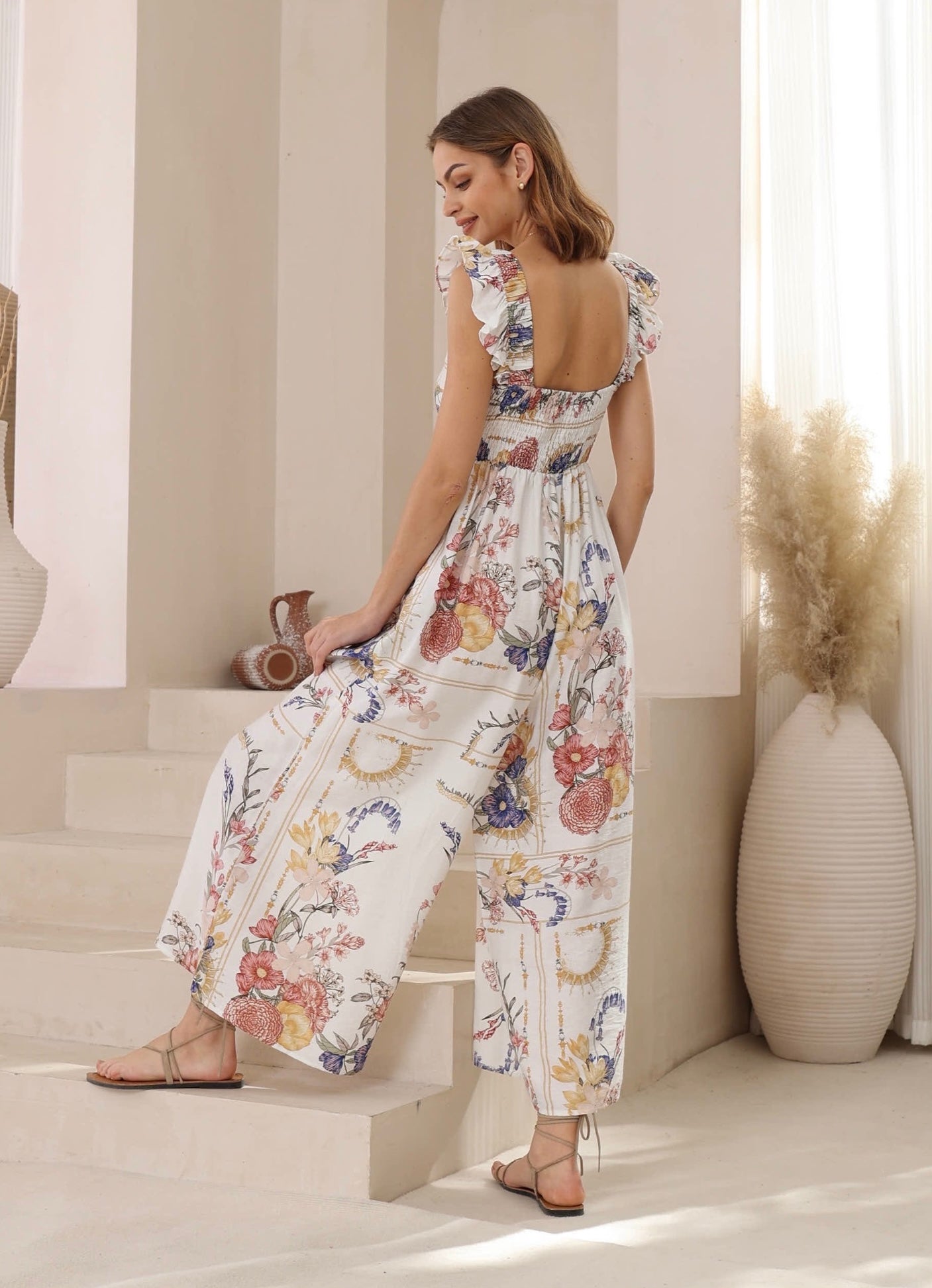 Aria Sun-Kissed Bloom Jumpsuit -White