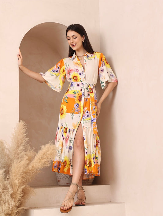 Tara Midi Dress -Sunflower