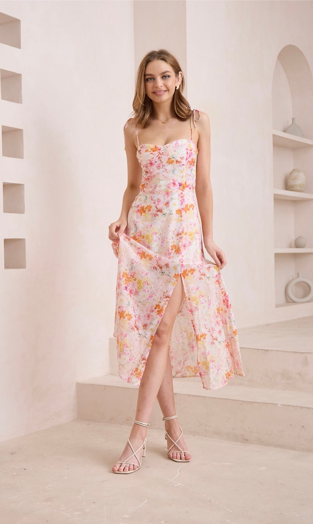 The Ditzy Midi Dress-Pink Floral