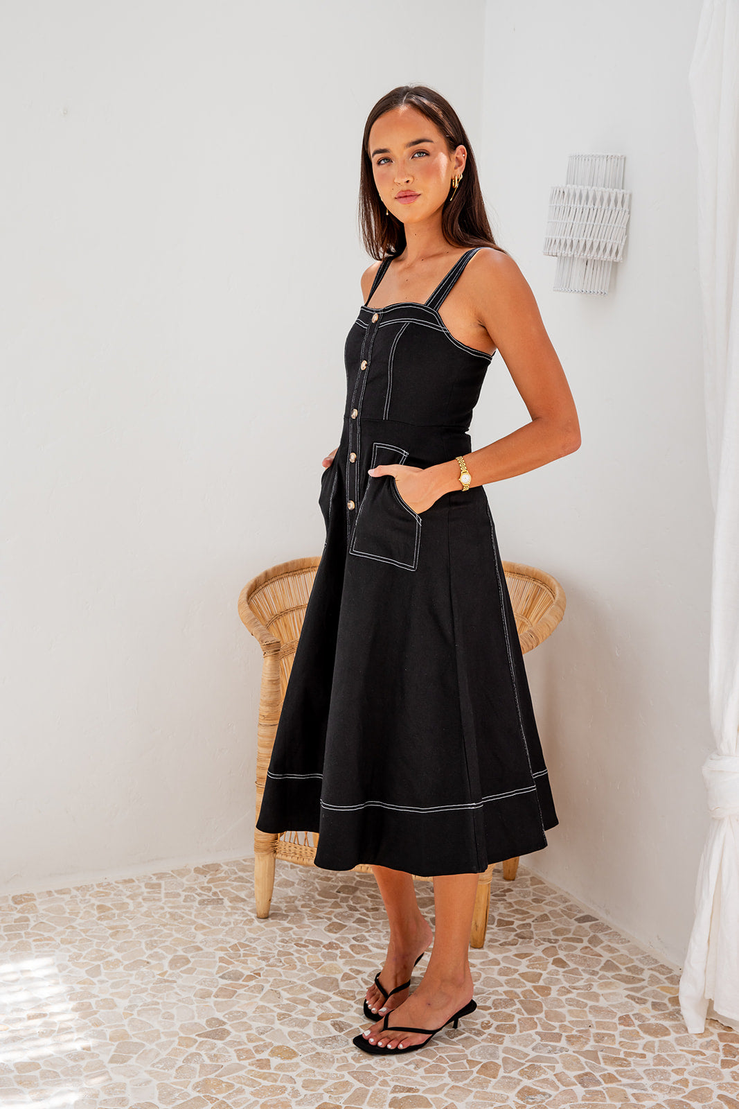 Lanna Midi Dress- Denim Black