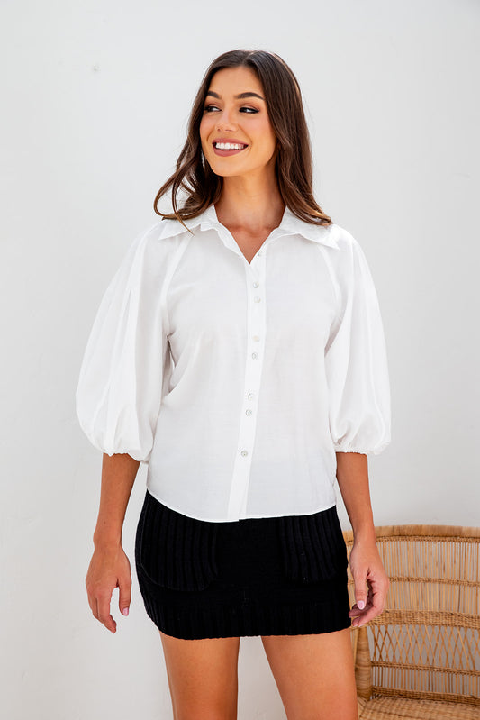 Vienna Button Shirt - White
