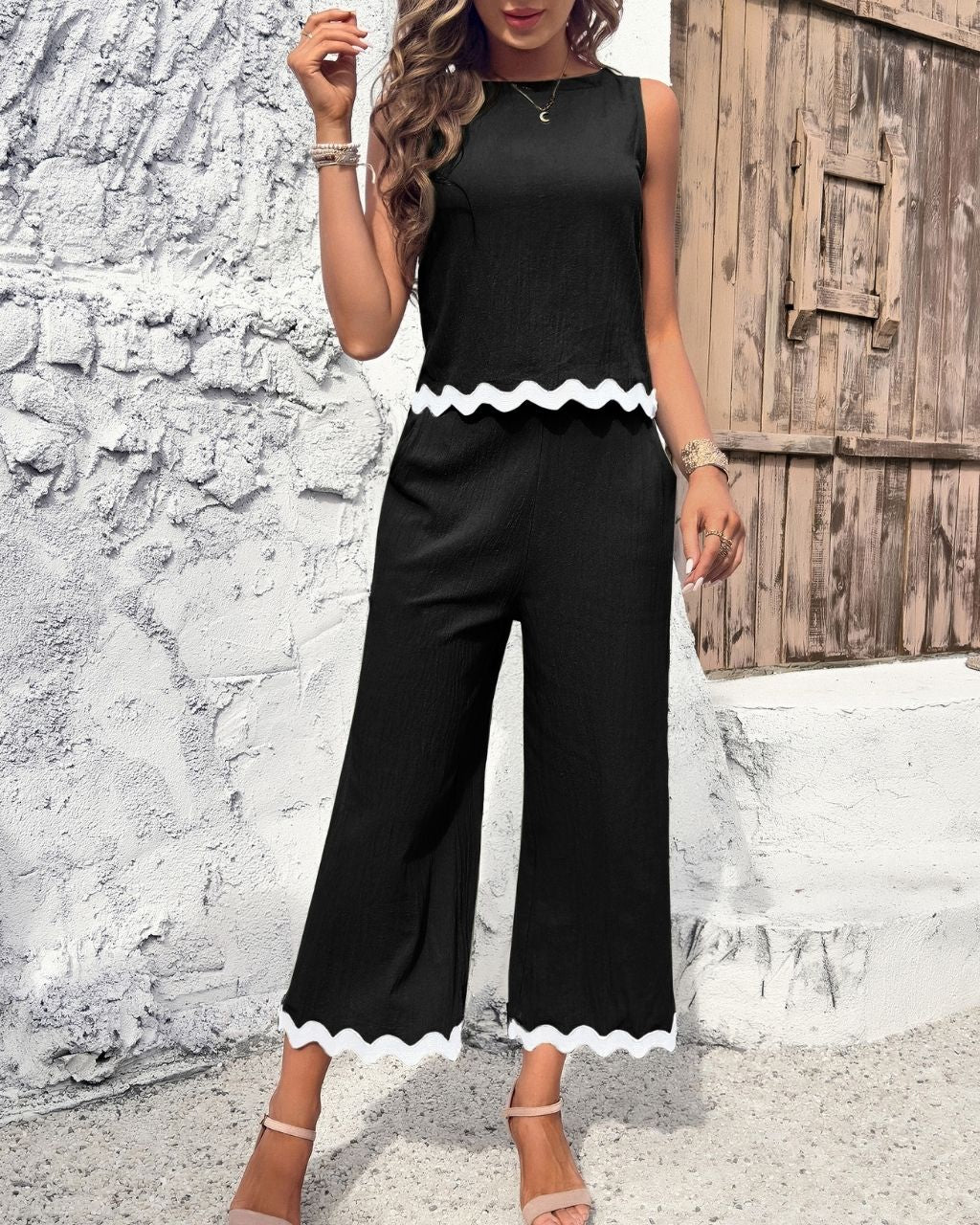 Paro Top and Pant Set- Black