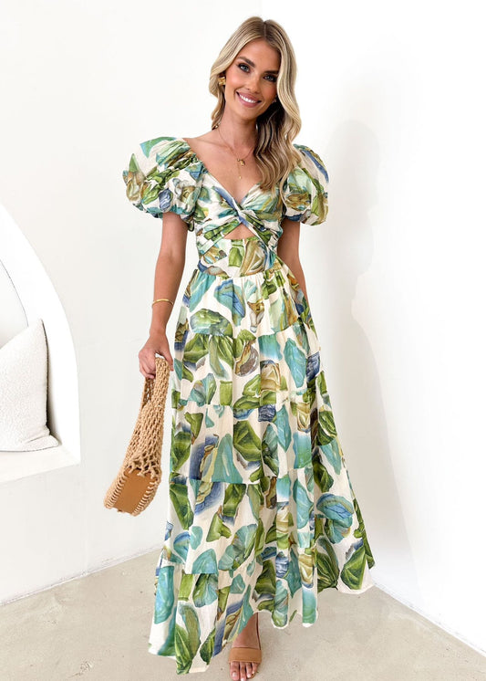 Taggie Maxi Dress-Green Floral