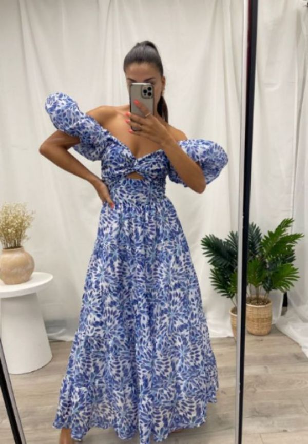 Taggie Maxi Dress-Blue Floral