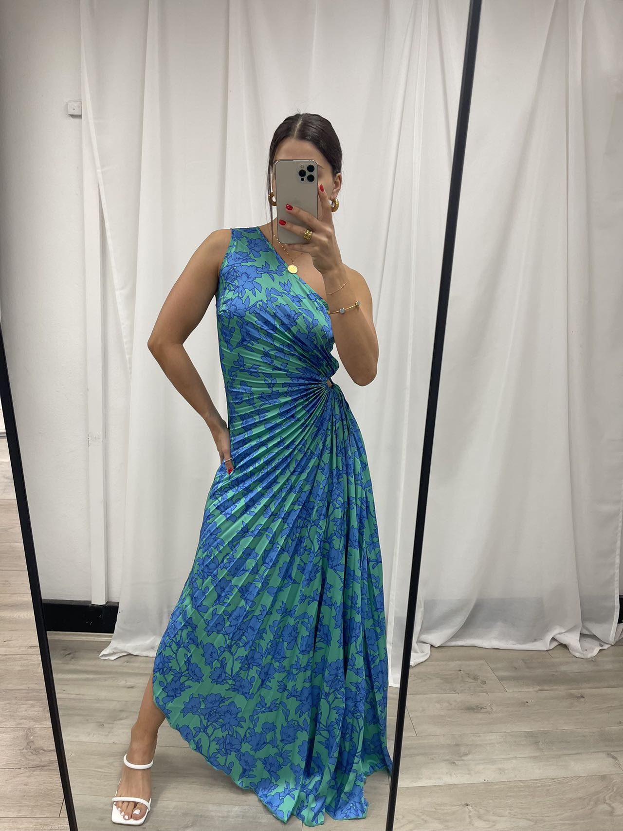 Baina Midi Dress --Blue Floral