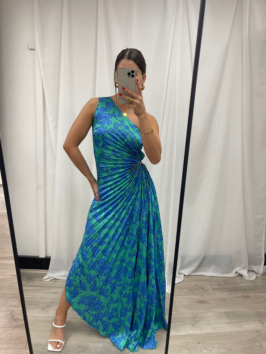 Baina Midi Dress --Blue Floral