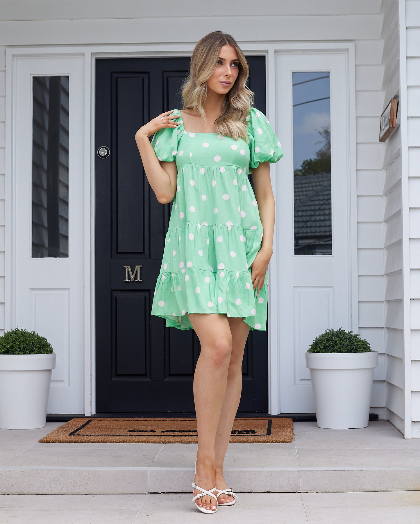 Maci Mini Dress -Green Dot