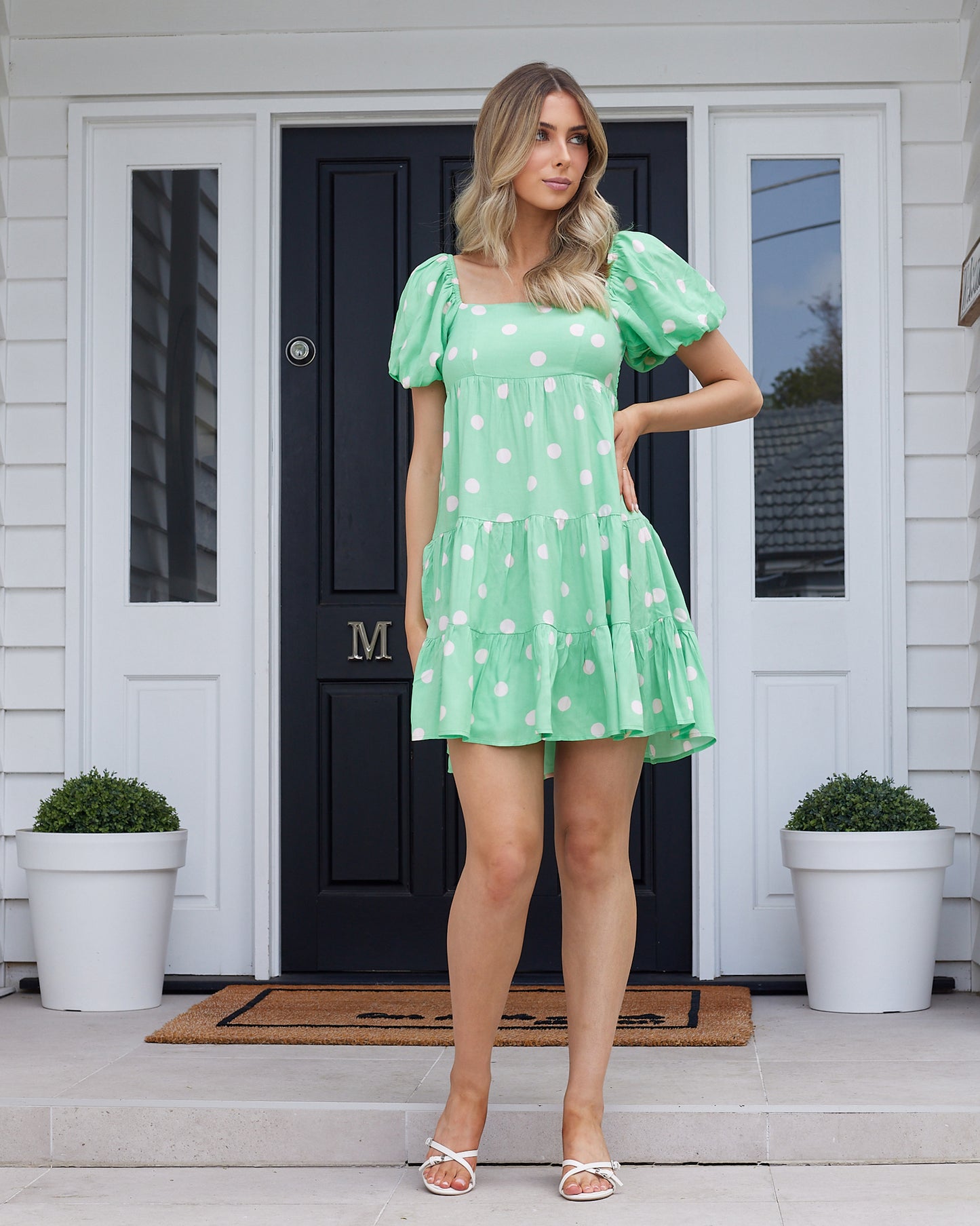 Maci Mini Dress -Green Dot