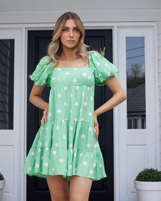 Maci Mini Dress -Green Dot