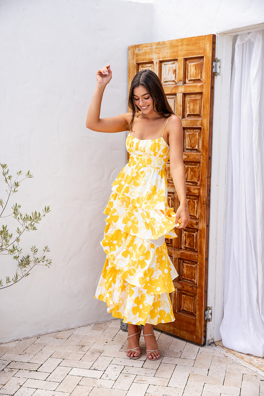 Darla Ruffle Dress - Yellow