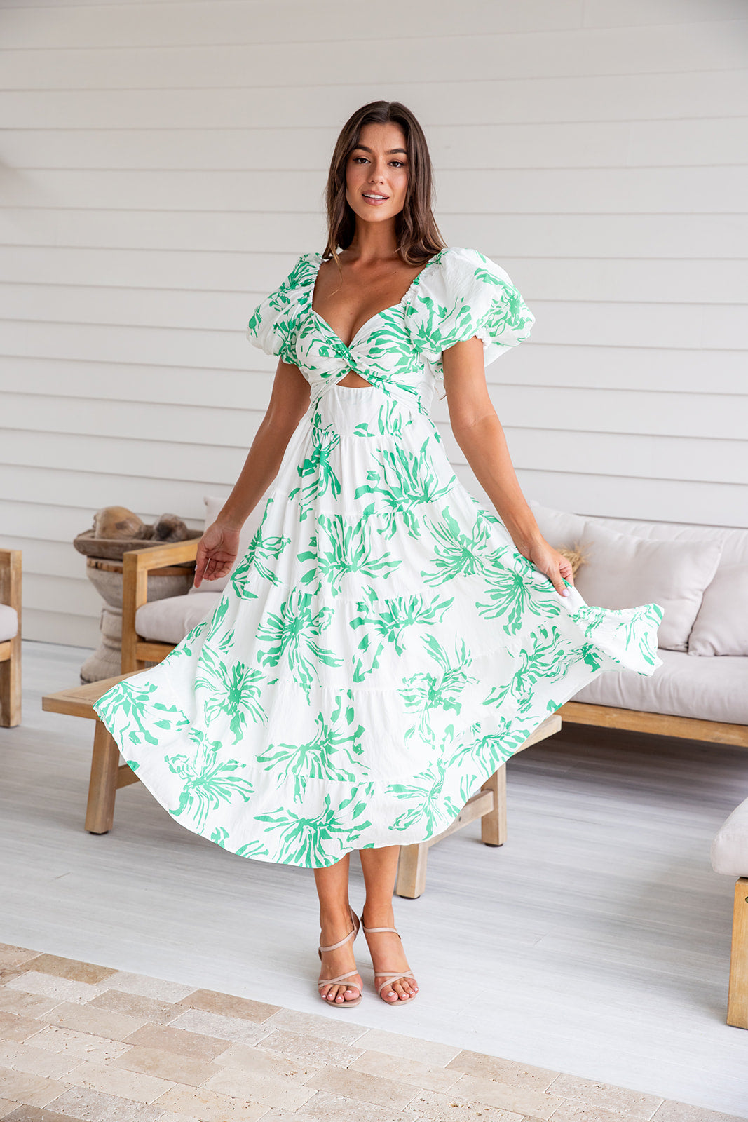 Taggie Maxi Dress-Green Floral
