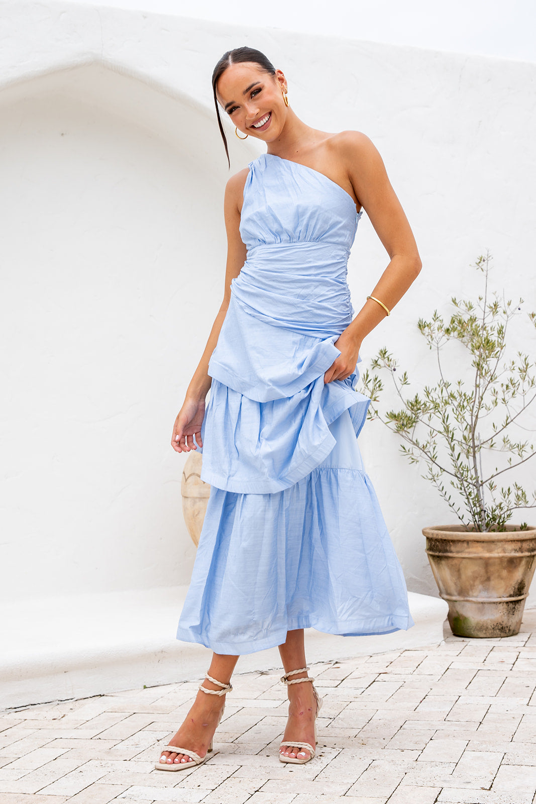 Mino Ruffle Dress - Blue