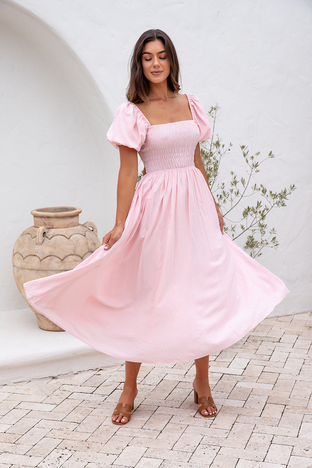 Essence Midi Dress -Pink