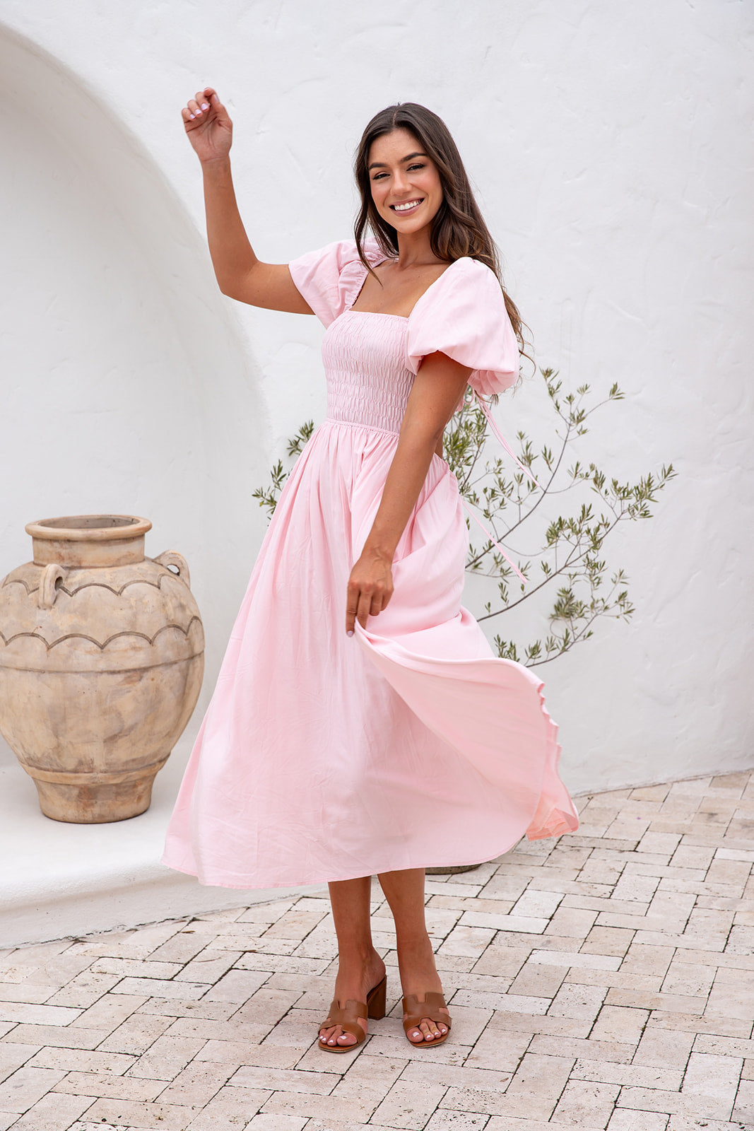 Essence Midi Dress -Pink
