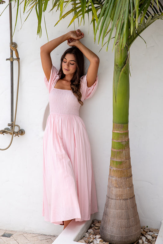 Essence Midi Dress -Pink