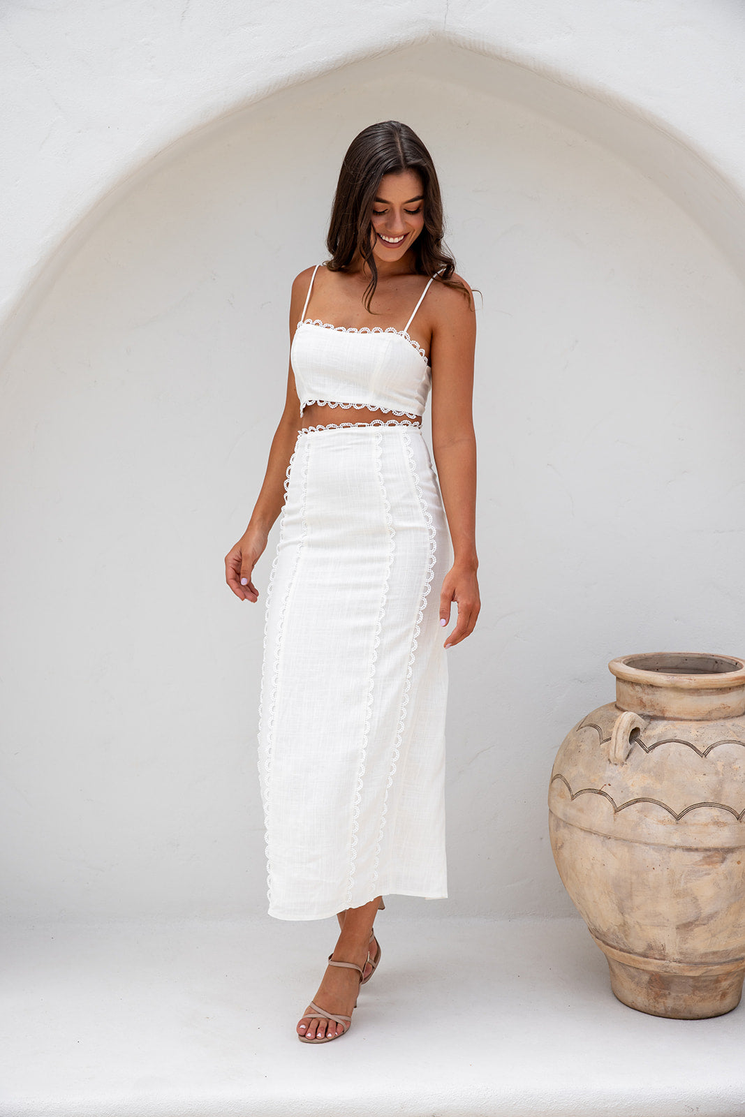 Cyprus Top and Skirt Set - White