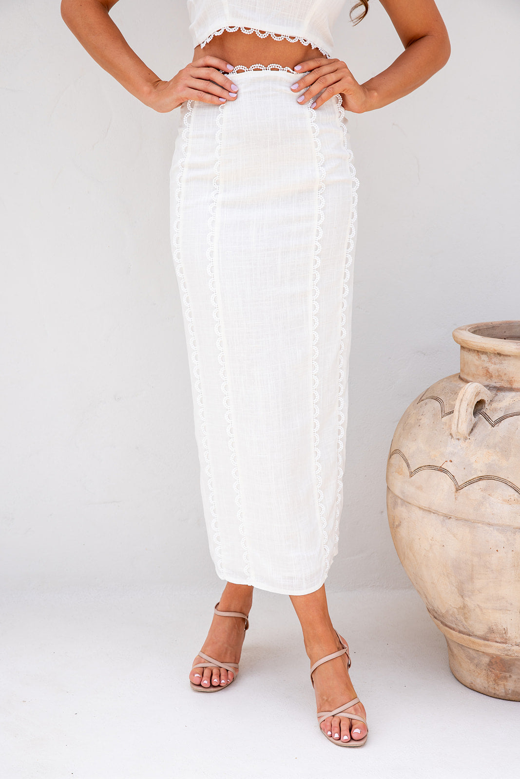 Cyprus Top and Skirt Set - White