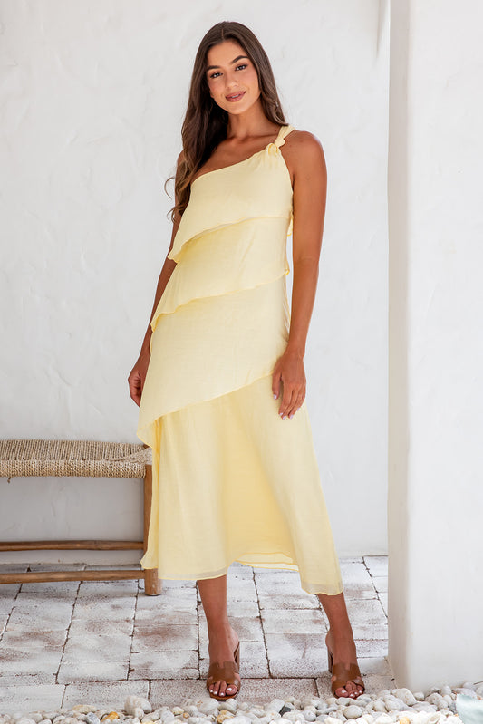 Aida Maxi One Shoulder Strap Dress - Yellow