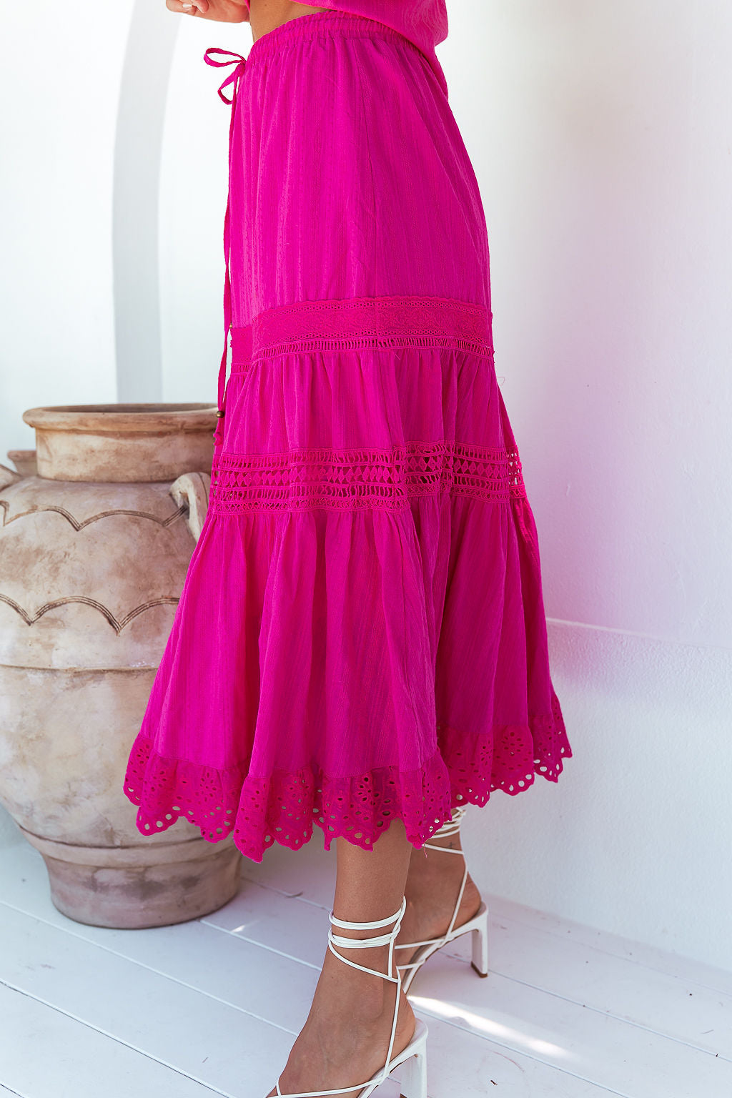 Tara Boho Skirt -Hot Pink