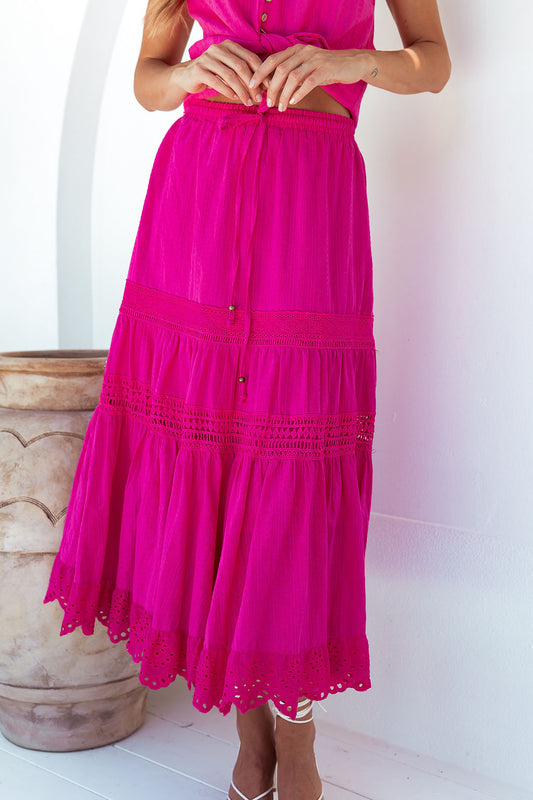 Tara Boho Skirt -Hot Pink