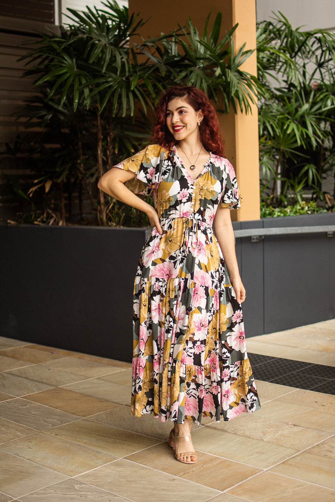 Bessie Maxi Dress - Black Floral