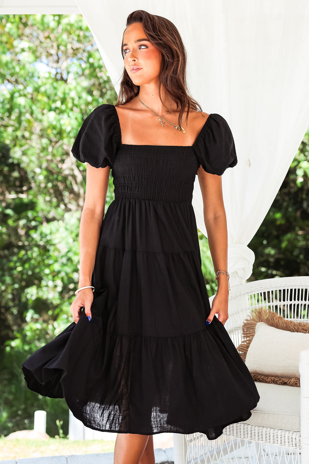 Corolla Midi Dress- Black