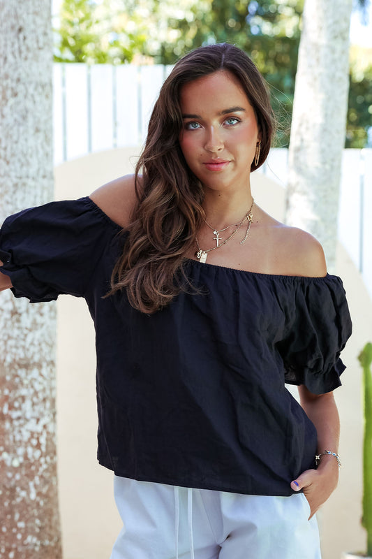 Elka Off Shoulder Top - Black